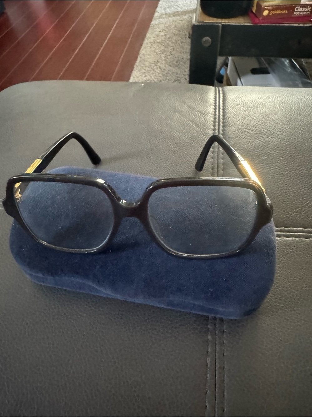 Gucci Black Eyeglasses with Gold Temple Accents